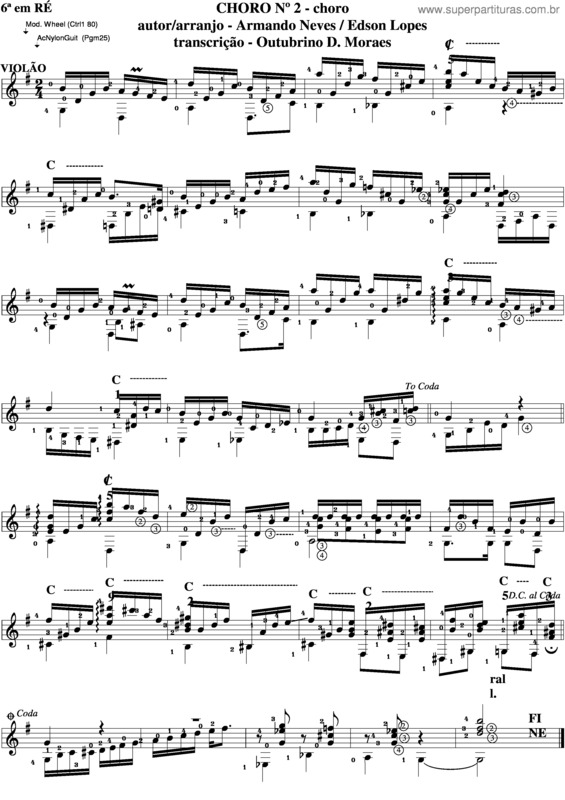 Partitura da música Choro v.32