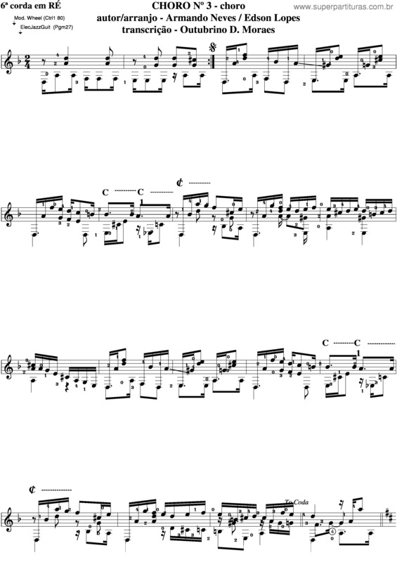 Partitura da música Choro v.33
