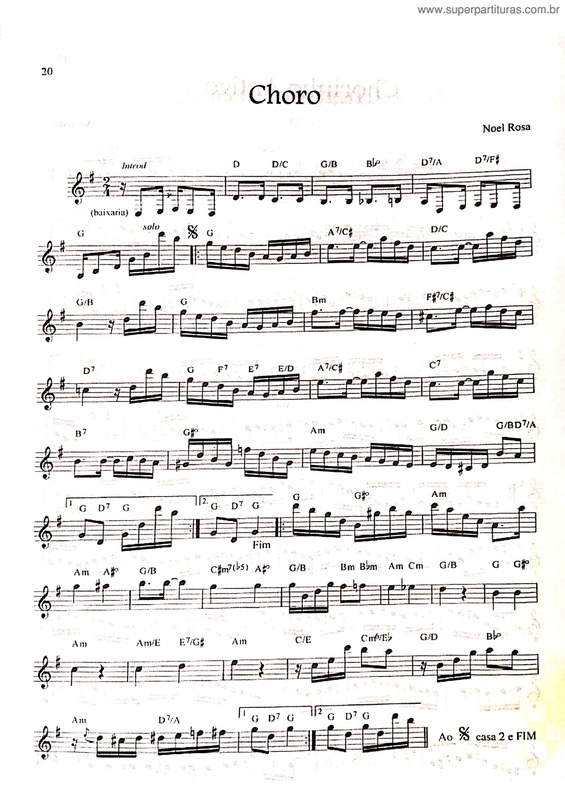 Partitura da música Choro v.43
