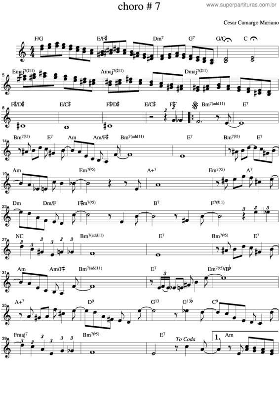 Partitura da música Choro v.6