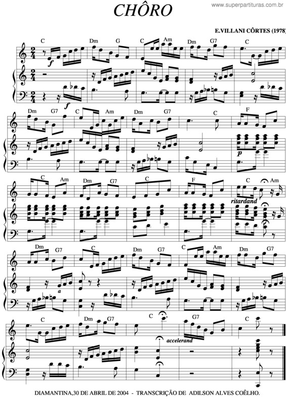 Partitura da música Choro v.7