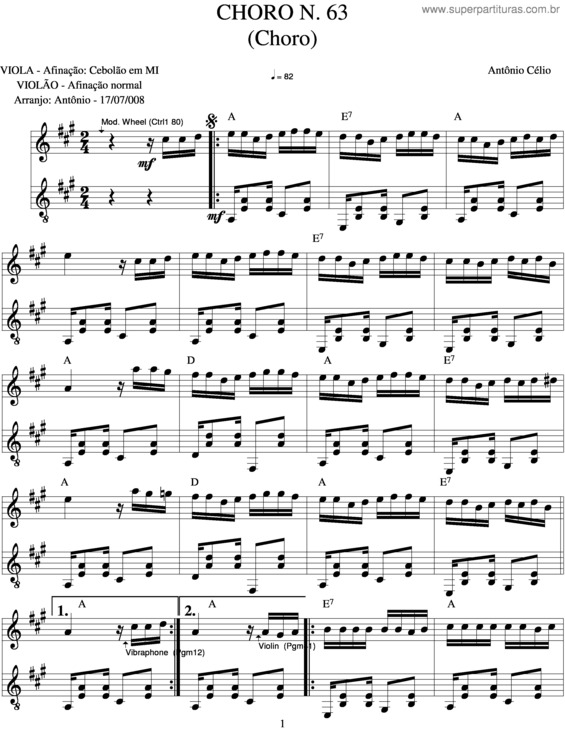 Partitura da música Choro v.9