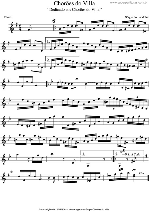 Partitura da música Chorões Do Villa