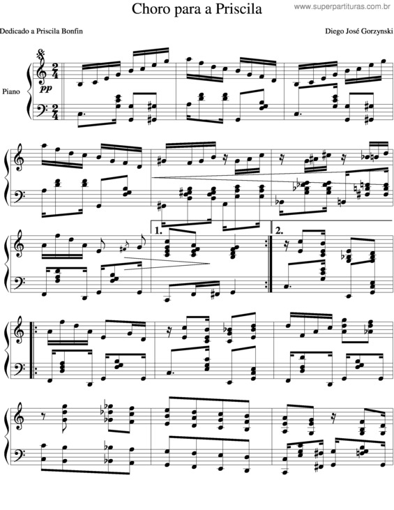 Partitura da música Choropara A Priscila