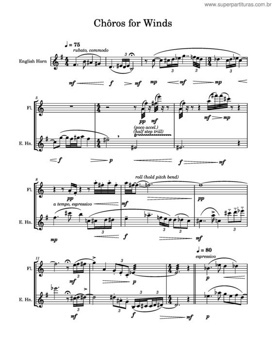 Partitura da música Chôros For Winds