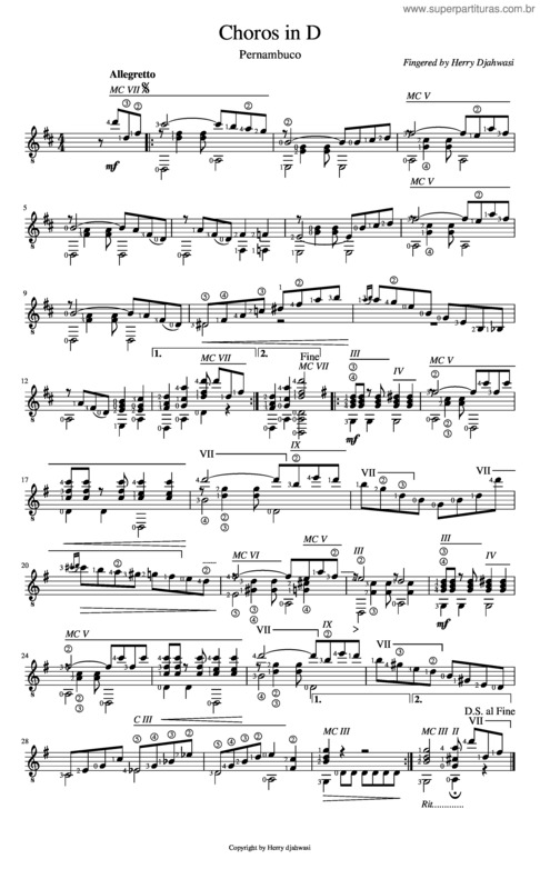 Partitura da música Choros In D