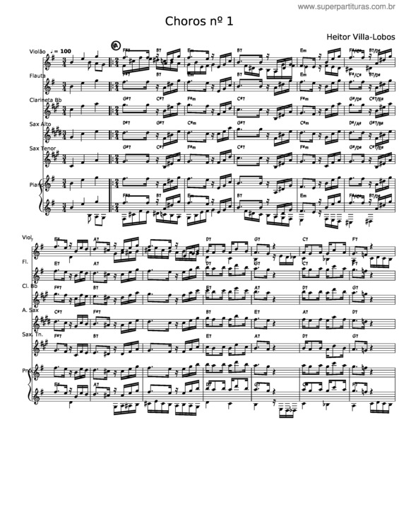 Partitura da música Choros Nº 1