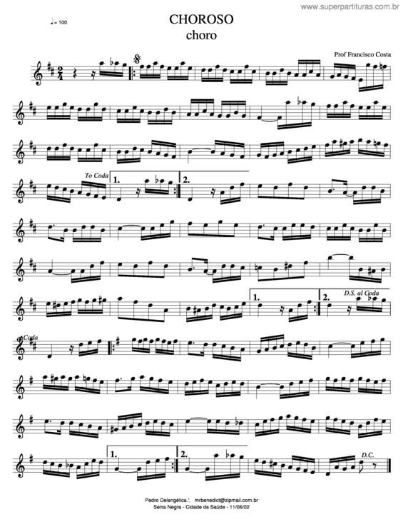 Partitura da música Choroso v.2