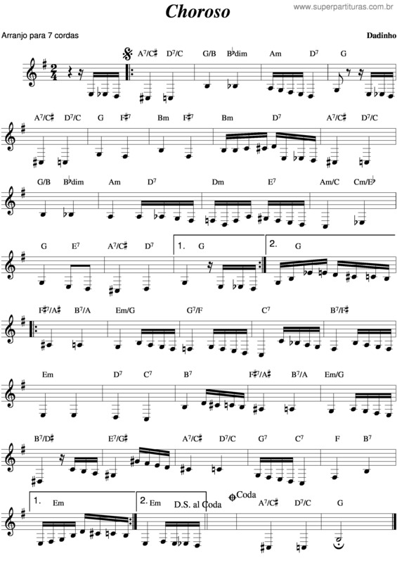 Partitura da música Choroso