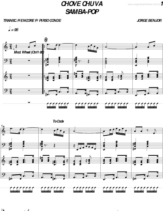 Partitura da música Chove Chuva v.2