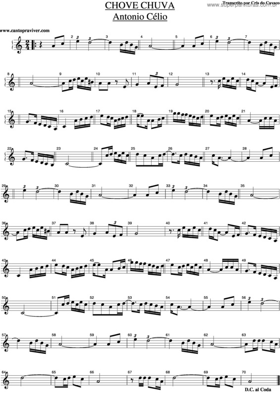 Partitura da música Chove Chuva v.3