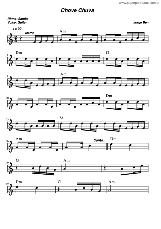 Partitura da música Chove Chuva v.7