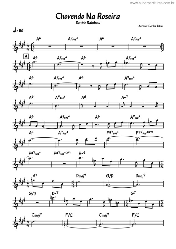 Partitura da música Chovendo Na Roseira – Antônio Carlos Jobim And Elis Regina