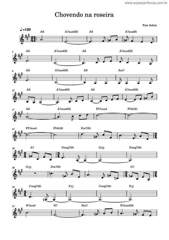 Partitura da música Chovendo Na Roseira – Antônio Carlos Jobim Chovendo Na Roseira