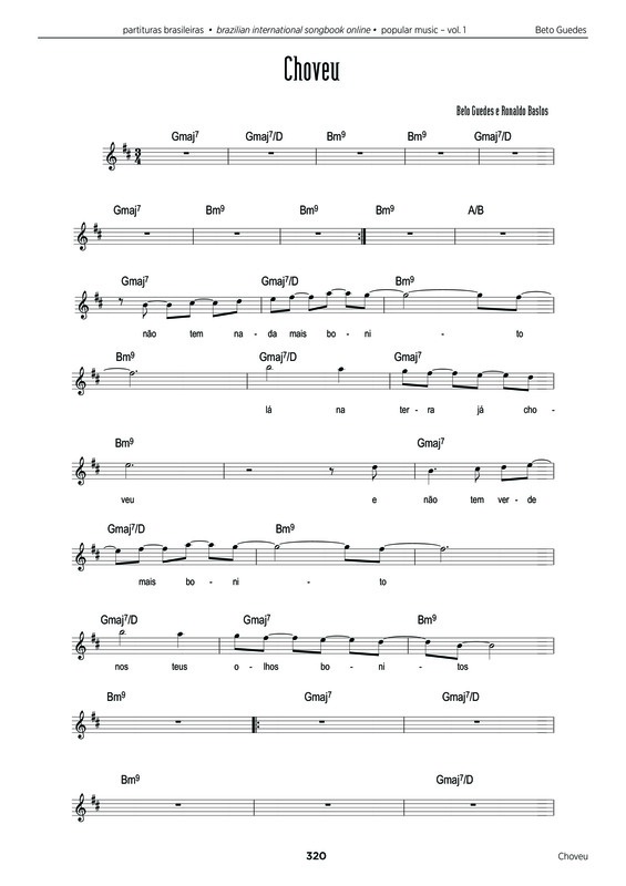 Partitura da música Choveu