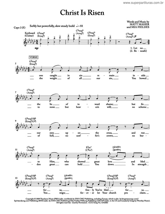 Partitura da música Christ Is Risen
