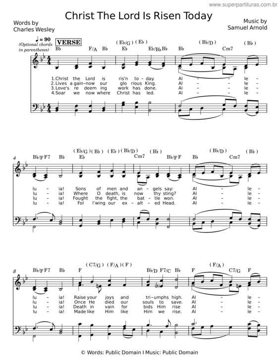 Partitura da música Christ The Lord Is Risen Today – Samuel Arnold