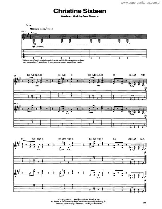Partitura da música Christine sixteen v.2