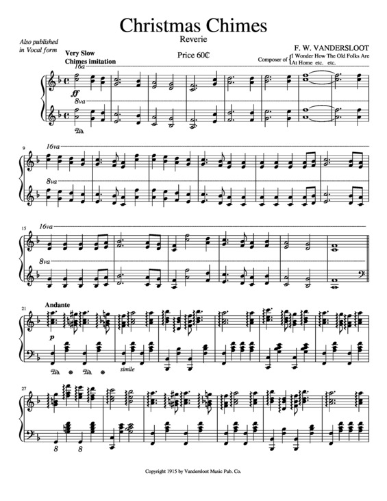 Partitura da música Christmas Chimes 1915