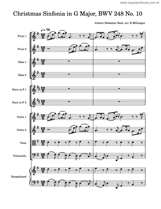 Partitura da música Christmas Sinfonia In G Major, Bwv 248 No. 10