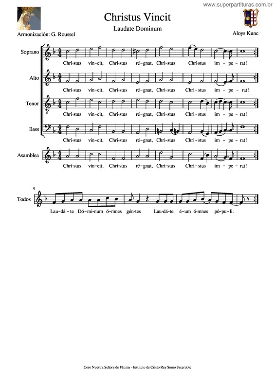 Partitura da música Christus Vincit – Kunc