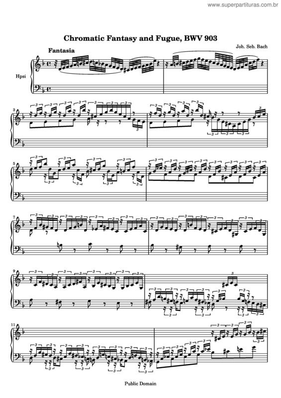 Partitura da música Chromatic Fantasy and Fugue