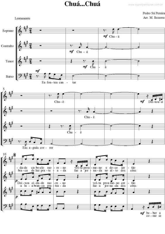 Partitura da música Chuá-Chuá v.2