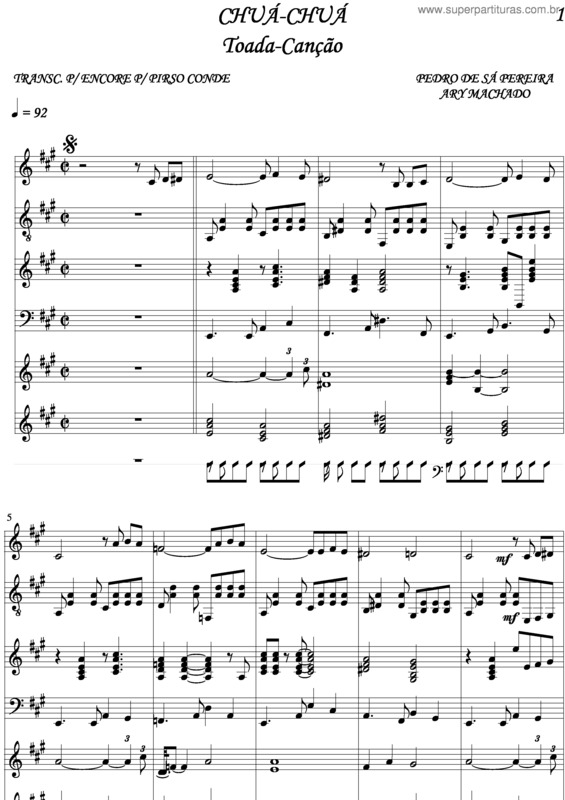 Partitura da música Chuá-Chuá v.3
