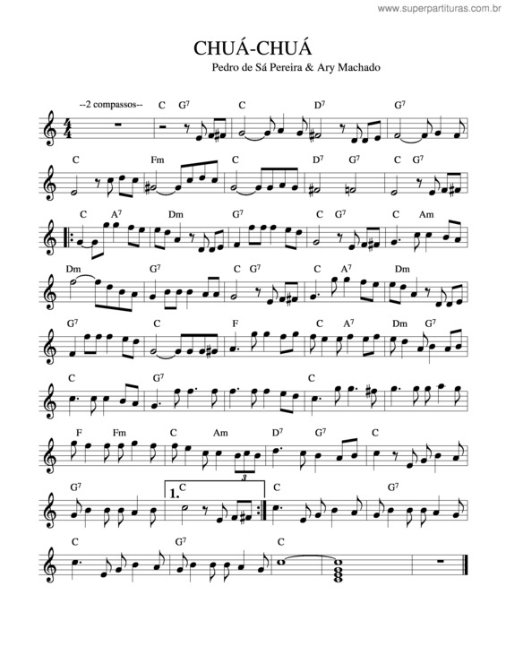 Partitura da música Chuá-Chuá v.4