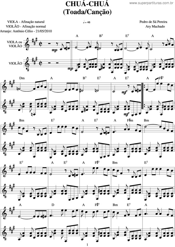 Partitura da música Chuá-Chuá v.7