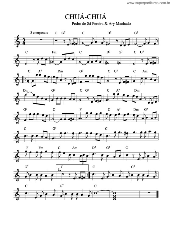Partitura da música Chuá-Chuá v.8