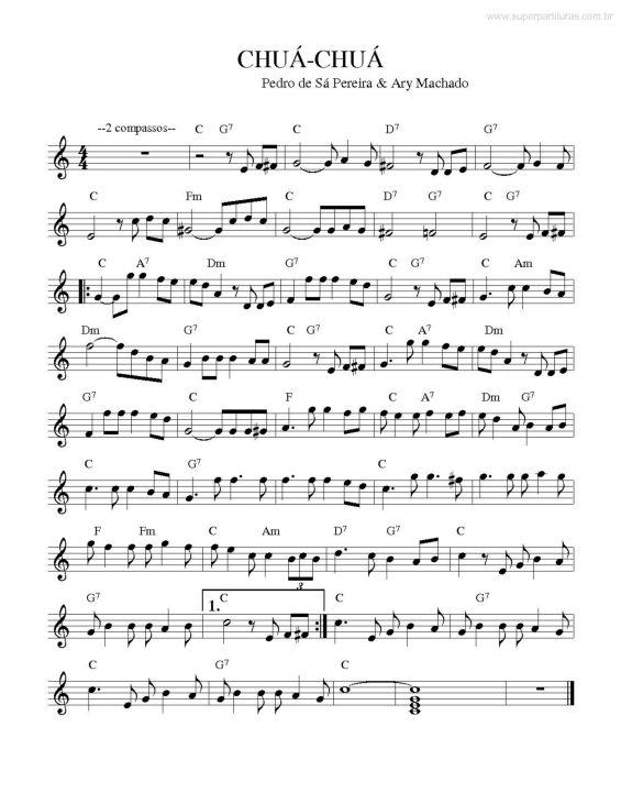 Partitura da música Chuá-Chuá