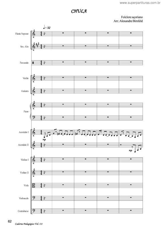 Partitura da música Chula