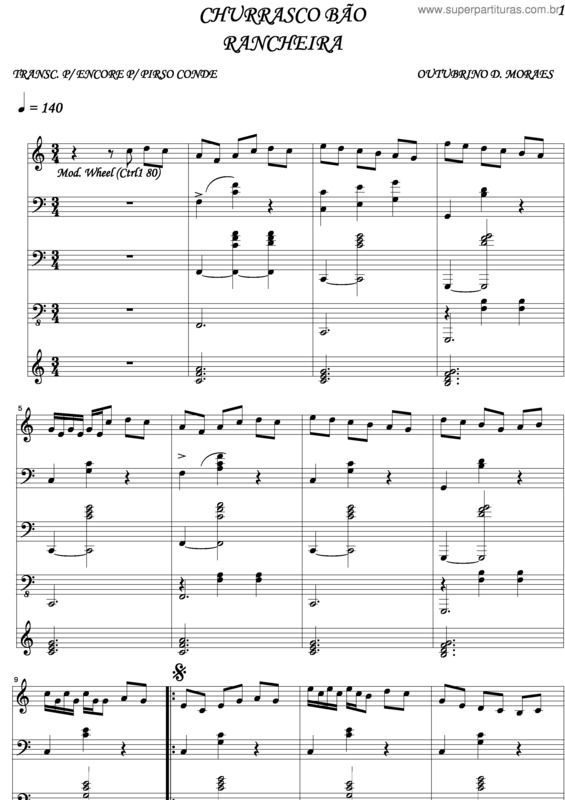 Partitura da música Churrasco Bão