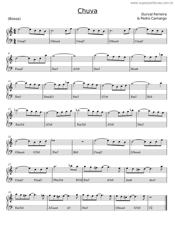 Partitura da música Chuva – Durval Ferreira & Mauricio Einhorn v.2