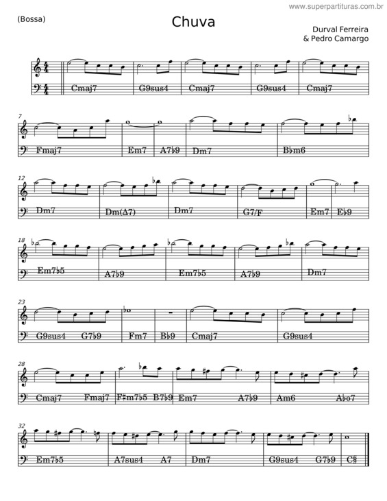 Partitura da música Chuva – Durval Ferreira