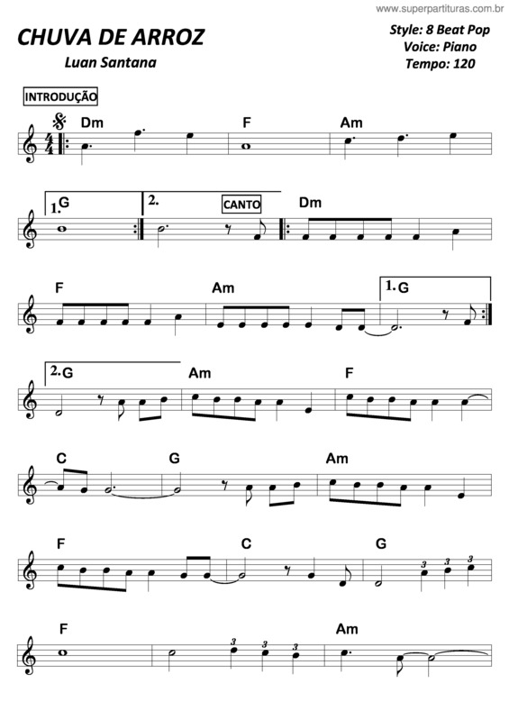 Partitura da música Chuva De Arroz v.2