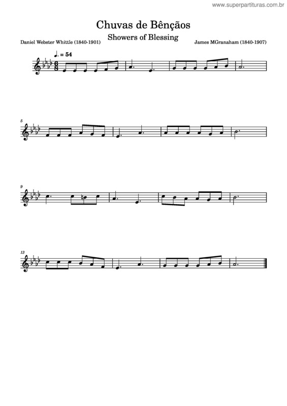 Partitura da música Chuva De Bênçãos – James Mcgranahan Chuvas De Bênçãos