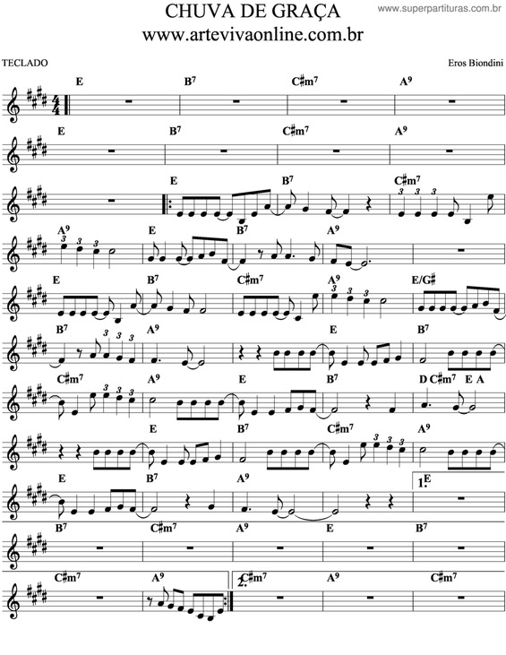 Partitura da música Chuva De Graça v.2