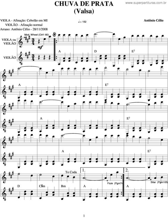 Partitura da música Chuva De Prata v.7