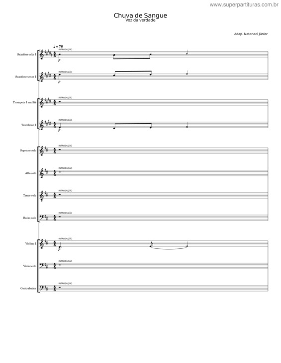 Partitura da música Chuva De Sangue. – Metaleira