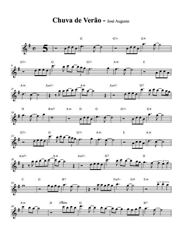 Partitura da música Chuva de Verão v.2