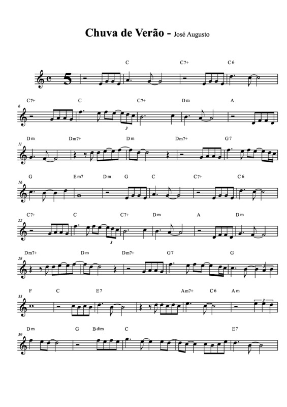 Partitura da música Chuva de Verão v.3