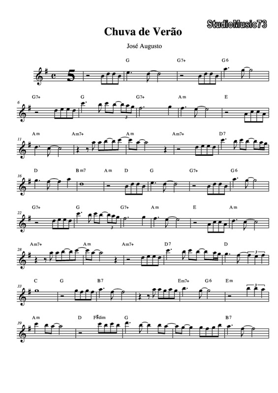 Partitura da música Chuva de Verão v.4