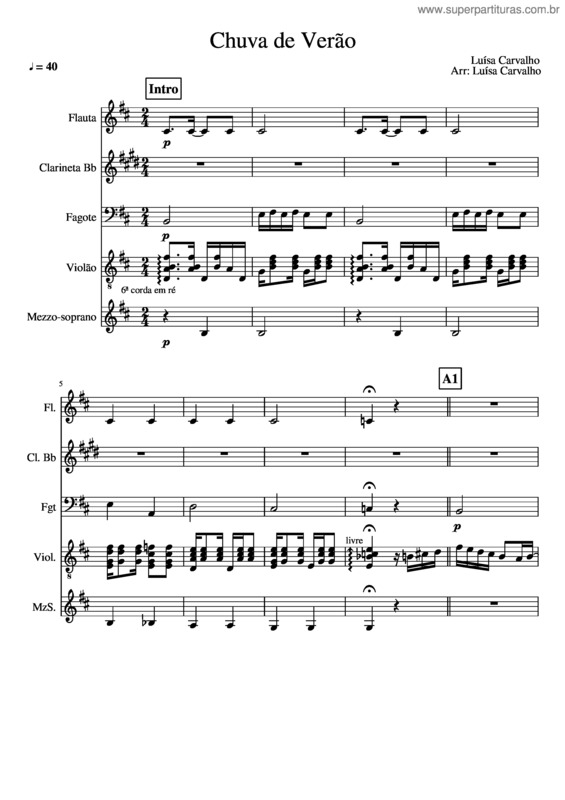 Partitura da música Chuva De Verão v.5