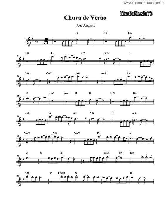 Partitura da música Chuva De Verão