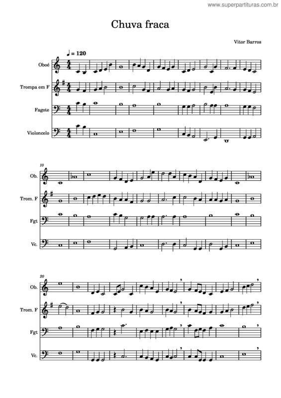 Partitura da música Chuva Fraca
