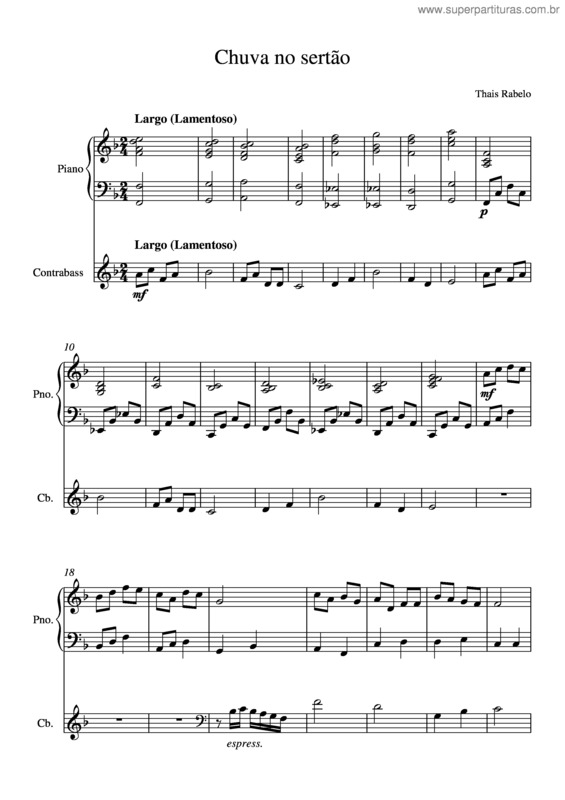 Partitura da música Chuva no sertão