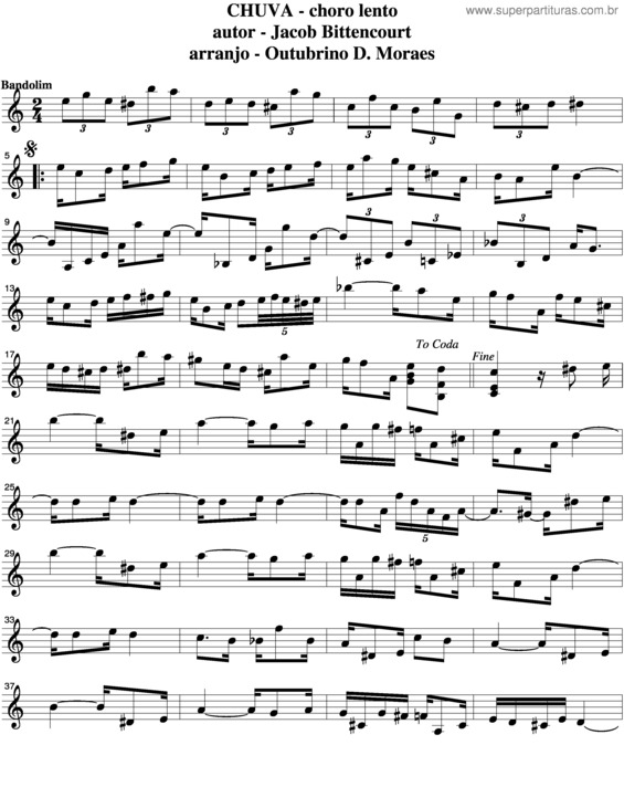 Partitura da música Chuva v.2