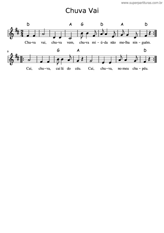 Partitura da música Chuva Vai – 3